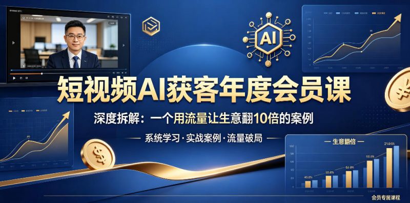 短视频AI获客年度会员课，深度拆解，一个用流量让生意翻10倍的案例-玻哥网络技术工作室