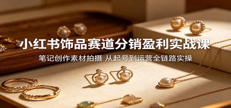小红书饰品赛道分销盈利实战课：笔记创作素材拍摄，从起号到运营全链路实操-玻哥网络技术工作室