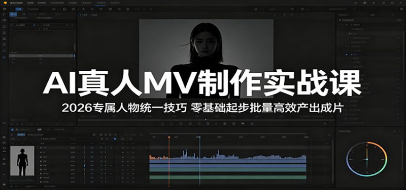 AI真人MV制作实战课：2026专属人物统一技巧，零基础起步批量高效产出成片-玻哥网络技术工作室