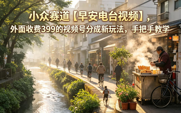 小众赛道【早安电台视频】，外面收费399的视频号分成新玩法，手把手教学-玻哥网络技术工作室