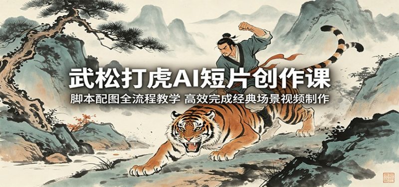 武松打虎AI短片创作课：脚本配图全流程教学，高效完成经典场景视频制作-玻哥网络技术工作室