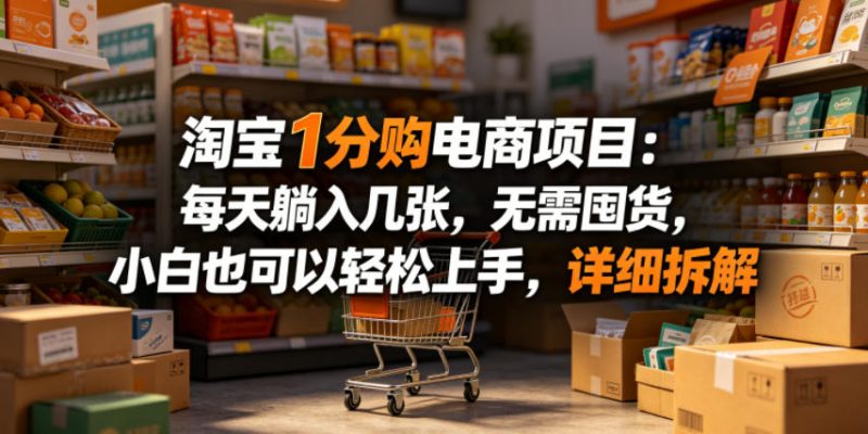 淘宝1分购电商项目：每天躺入几张，无需囤货，小白也可以轻松上手，详细拆解-玻哥网络技术工作室