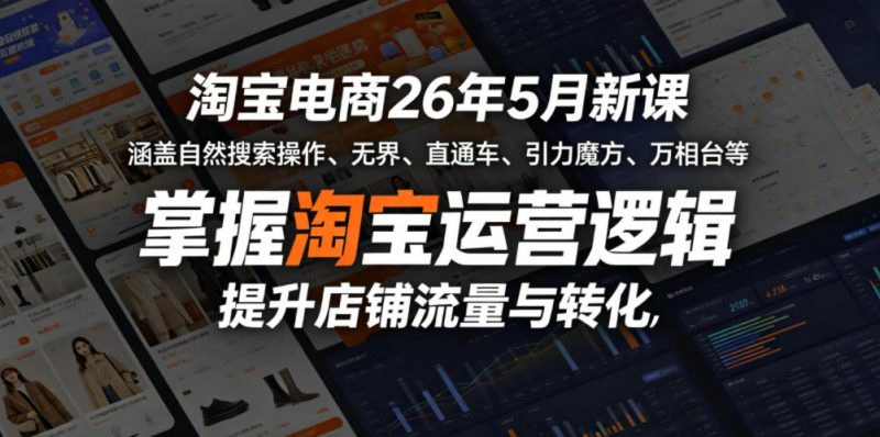 淘宝电商26年5月新课，涵盖自然搜索操作、无界、直通车、引力魔方、万相台等，掌握淘宝运营逻辑，提升店铺流量与转化-玻哥网络技术工作室