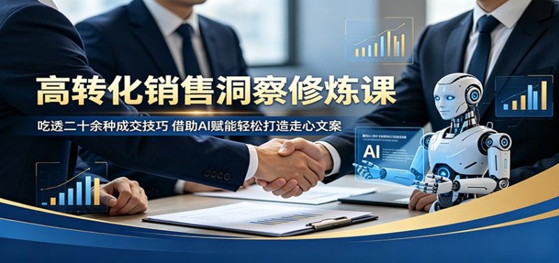 高转化销售洞察修炼课：吃透二十余种成交技巧，借助AI赋能轻松打造走心文案-玻哥网络技术工作室