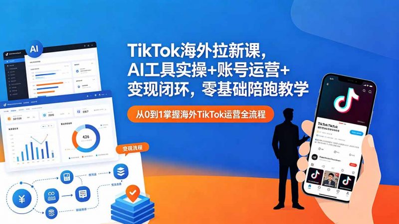 TikTok海外拉新课，AI工具实操+账号运营+变现闭环，零基础陪跑教学-玻哥网络技术工作室