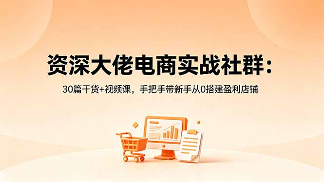 资深大佬电商实战社群：30篇干货+视频课，手把手带新手从0搭建盈利店铺-玻哥网络技术工作室