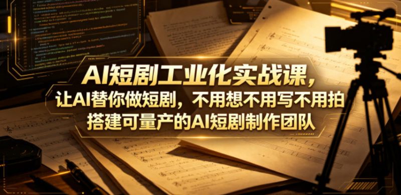 AI短剧工业化实战课，让AI替你做短剧，不用想不用写不用拍，搭建可量产的AI短剧制作团队-玻哥网络技术工作室