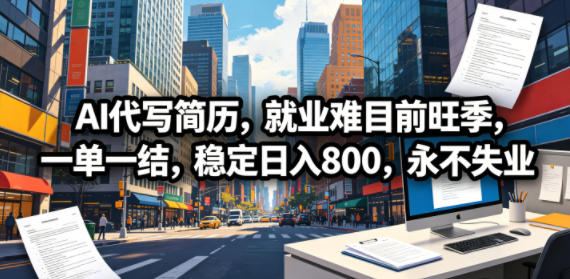 AI代写简历，就业难目前旺季，一单一结，稳定日入800，永不失业-玻哥网络技术工作室