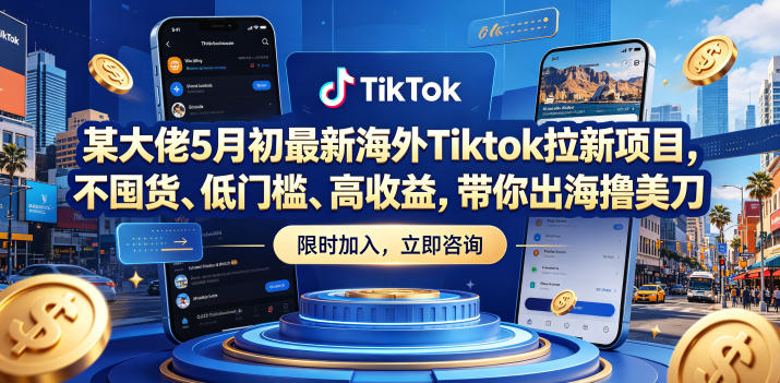 某大佬5月初最新海外Tiktok拉新项目，不囤货、低门槛、高收益，带你出海撸美刀-玻哥网络技术工作室
