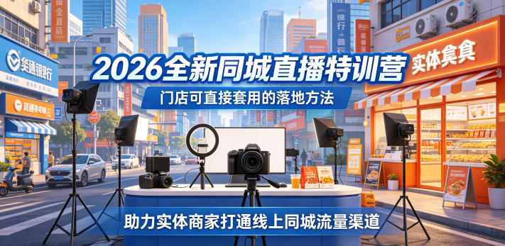 2026全新同城直播特训营，门店可直接套用的落地方法，助力实体商家打通线上同城流量渠道-玻哥网络技术工作室