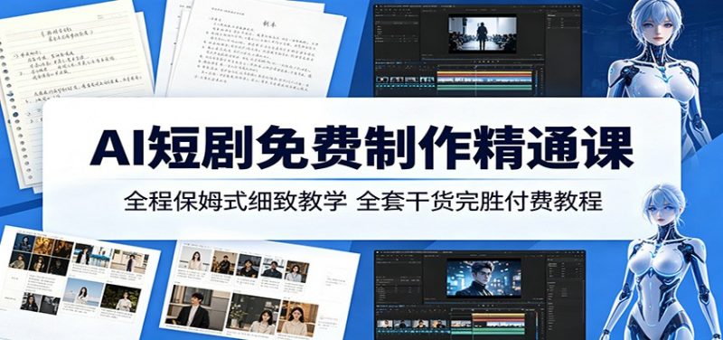 AI短剧免费制作精通课：全程保姆式细致教学，全套干货完胜付费教程-玻哥网络技术工作室