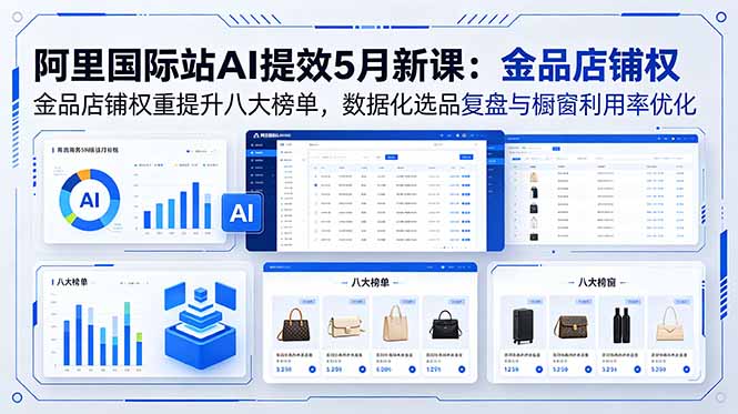 阿里国际站AI提效5月新课：金品店铺权重提升八大榜单，数据化选品复盘与橱窗利用率优化-玻哥网络技术工作室