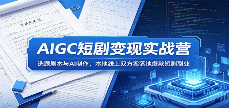 AIGC短剧变现实战营：选题剧本与AI制作，本地线上双方案落地爆款短剧副业-玻哥网络技术工作室
