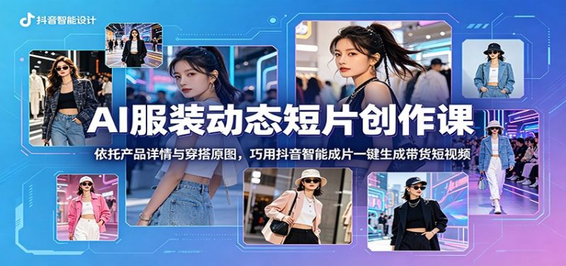 AI服装动态短片创作课：依托产品详情与穿搭原图，巧用抖音智能成片一键生成带货短视频-玻哥网络技术工作室