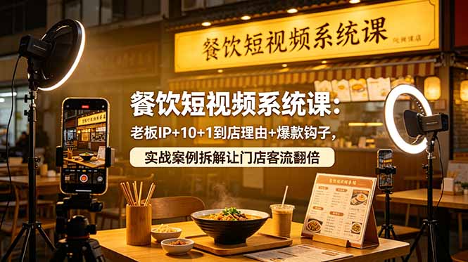 餐饮短视频系统课：老板IP+10+1到店理由+爆款钩子，实战案例拆解让门店客流翻倍-玻哥网络技术工作室
