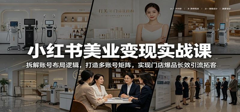 小红书美业变现实战课：拆解账号布局逻辑，打造多账号矩阵，实现门店爆品长效引流拓客-玻哥网络技术工作室