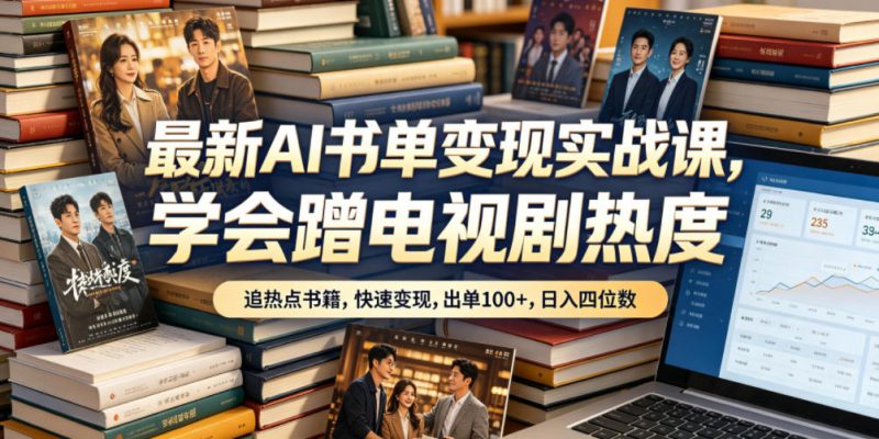 最新AI书单变现实战课，学会蹭电视剧热度，追热点书籍，快速变现，出单100+，日入四位数-玻哥网络技术工作室