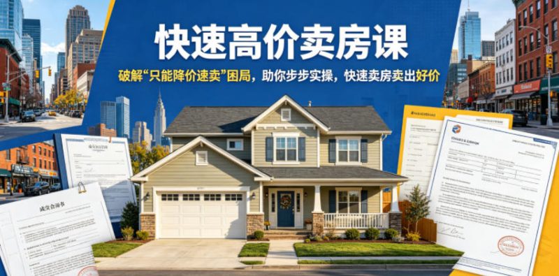 快速高价卖房课，破解“只能降价速卖”困局，助你步步实操，快速卖房卖出好价(更新2026)-玻哥网络技术工作室