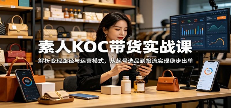 素人KOC带货实战课：解析变现路径与运营模式，从起号选品到投流实现稳步出单-玻哥网络技术工作室