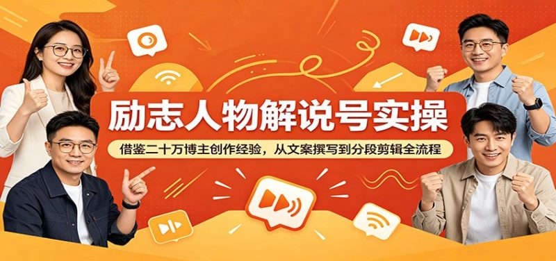 励志人物解说号实操：借鉴二十万博主创作经验，从文案撰写到分段剪辑全流程-玻哥网络技术工作室
