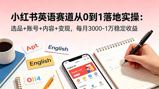 小红书英语赛道从0到1落地实操：选品+账号+内容+变现，每月3000-1万稳定收益-玻哥网络技术工作室