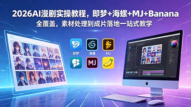 2026AI漫剧实操教程，即梦+海螺+MJ+Banana全覆盖，素材处理到成片落地一站式教学-玻哥网络技术工作室