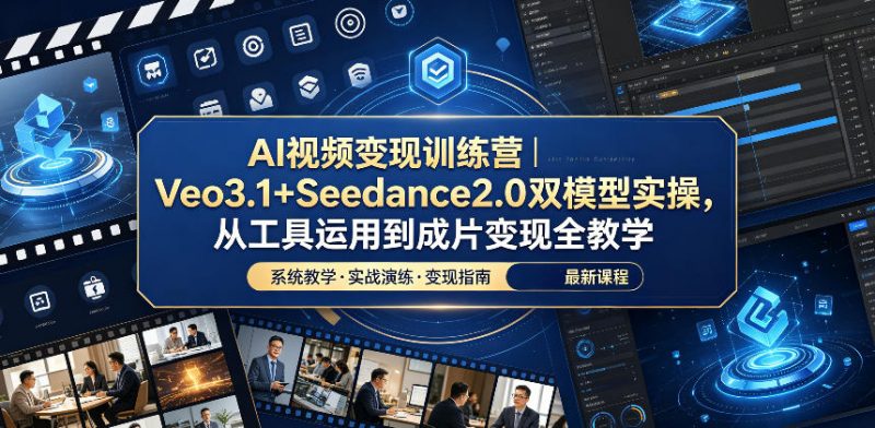 AI视频变现训练营｜Veo3.1+Seedance2.0双模型实操，从工具运用到成片变现全教学-玻哥网络技术工作室