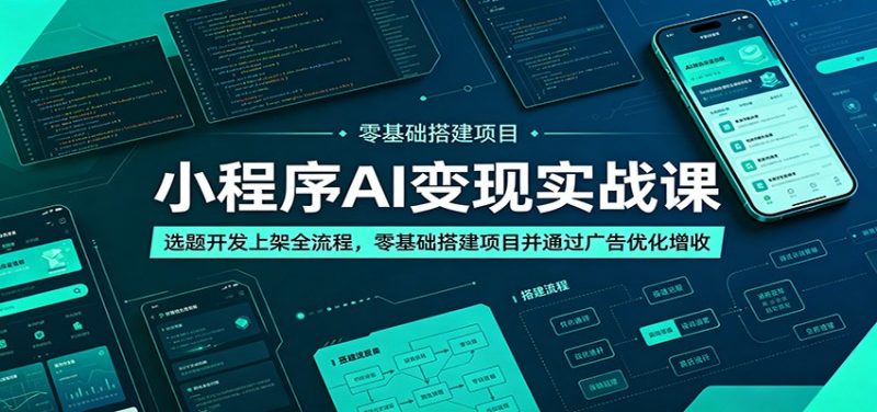 小程序AI变现实战课：选题开发上架全流程，零基础搭建项目并通过广告优化增收-玻哥网络技术工作室