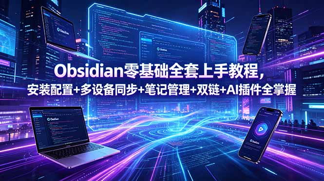 Obsidian零基础全套上手教程，安装配置+多设备同步+笔记管理+双链+AI插件全掌握-玻哥网络技术工作室