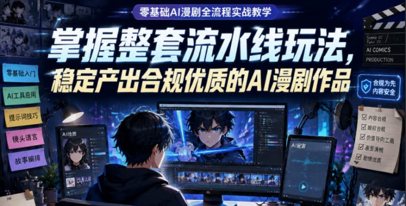 零基础AI漫剧全流程实战教学，掌握整套流水线玩法，稳定产出合规优质的AI漫剧作品-玻哥网络技术工作室