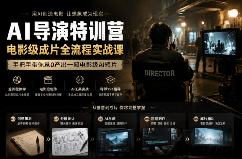 AI导演特训营，电影级成片全流程实战课，手把手带你从0产出一部电影级AI短片-玻哥网络技术工作室
