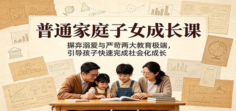 普通家庭子女成长课：摒弃溺爱与严苛两大教育极端，引导孩子快速完成社会化成长-玻哥网络技术工作室