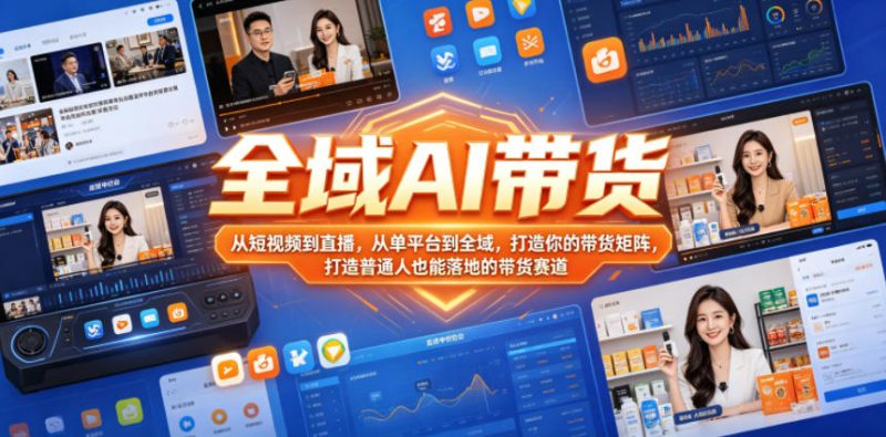 全域AI带货，从短视频到直播，从单平台到全域，打造你的带货矩阵，打造普通人也能落地的带货赛道(0610更新)-玻哥网络技术工作室
