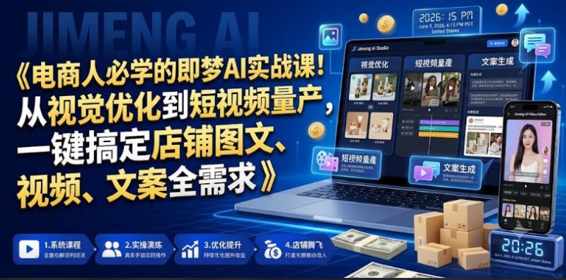 电商人必学的即梦AI实战课！从视觉优化到短视频量产，一键搞定店铺图文、视频、文案全需求-玻哥网络技术工作室