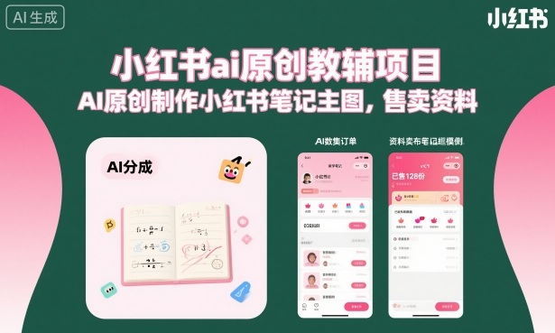 小红书ai原创教辅项目，AI原创制作小红书笔记主图，售卖资料(更新)-玻哥网络技术工作室