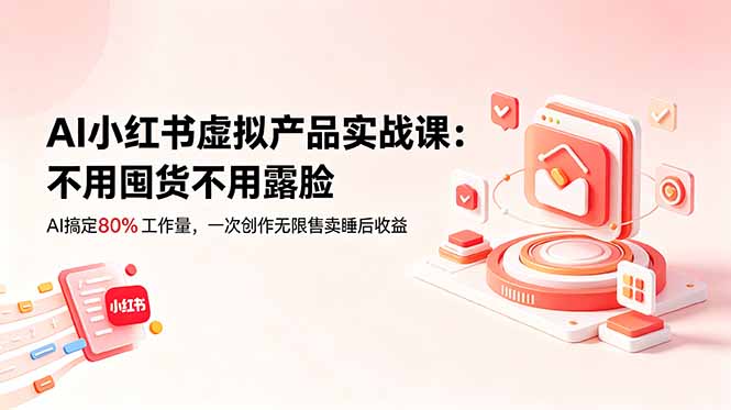 AI小红书虚拟产品实战课-更新：不用囤货不用露脸，AI搞定80%工作量，一次创作无限售卖睡后收益-玻哥网络技术工作室