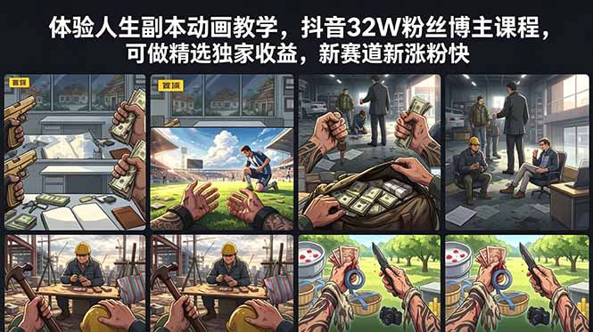 体验人生副本动画教学， 抖音32W粉丝博主课程，可做精选独家收益，新赛道新涨粉快-玻哥网络技术工作室