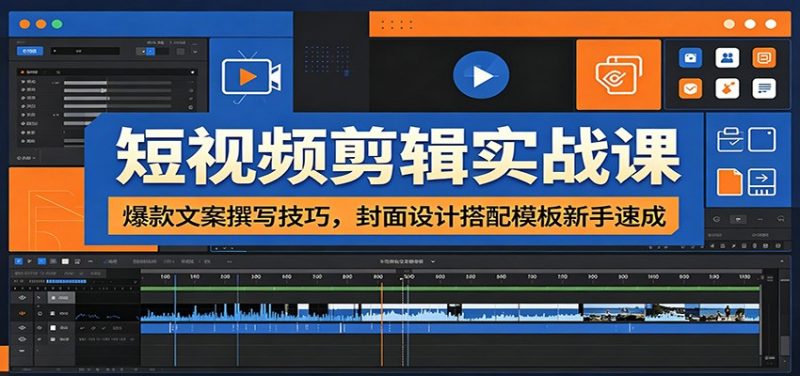 短视频剪辑实战课：爆款文案撰写技巧，封面设计搭配模板新手速成-玻哥网络技术工作室