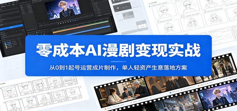 零成本AI漫剧变现实战：从0到1起号运营成片制作，单人轻资产生意落地方案-玻哥网络技术工作室