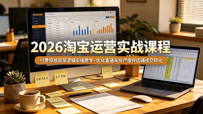 2026 淘宝运营实战课程，付费投放底层逻辑实操教学，优化直通车投产提升店铺成交转化-玻哥网络技术工作室
