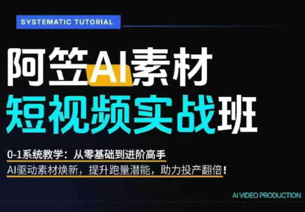 AI视频素材实战班，0-1系统教学，从零基础到进阶高手AI驱动素材焕新，提升跑量潜能，助力投产翻倍-玻哥网络技术工作室