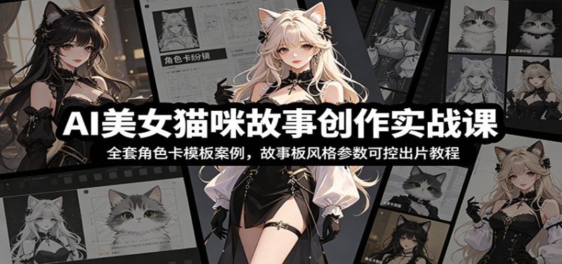 AI美女猫咪故事创作实战课:全套角色卡模板案例,故事板风格参数可控出片教程-玻哥网络技术工作室