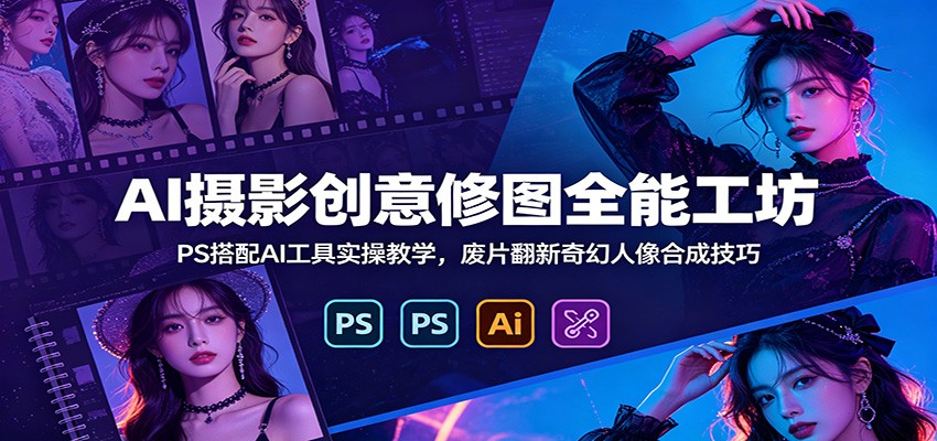 图片[1]-AI摄影创意修图全能工坊：PS搭配AI工具实操教学，废片翻新奇幻人像合成技巧-玻哥网络技术工作室