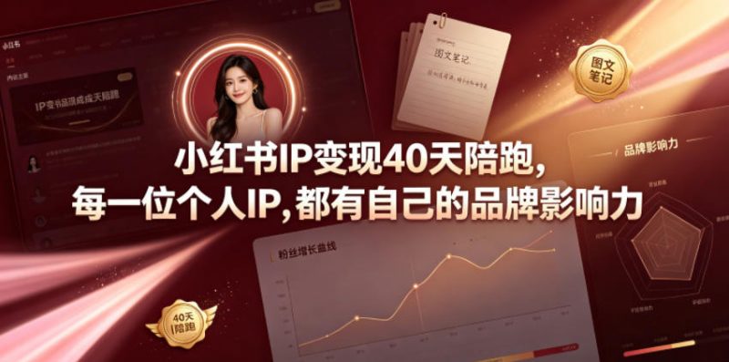 小红书IP变现40天陪跑，每一位个人IP，都有自己的品牌影响力-玻哥网络技术工作室