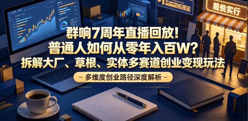 群响7周年直播回放！普通人如何从零年入百W？拆解大厂、草根、实体多赛道创业变现玩法(更新)-玻哥网络技术工作室