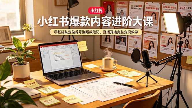 小红书爆款内容进阶大课，零基础从定位养号到爆款笔记，直播开店完整变现教学-玻哥网络技术工作室