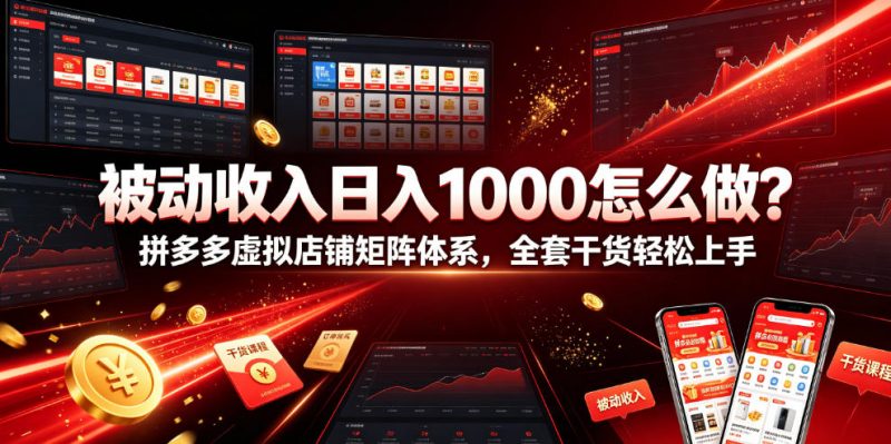 被动收入日入1000怎么做？拼多多虚拟店铺矩阵体系，全套干货轻松上手【揭秘】-玻哥网络技术工作室