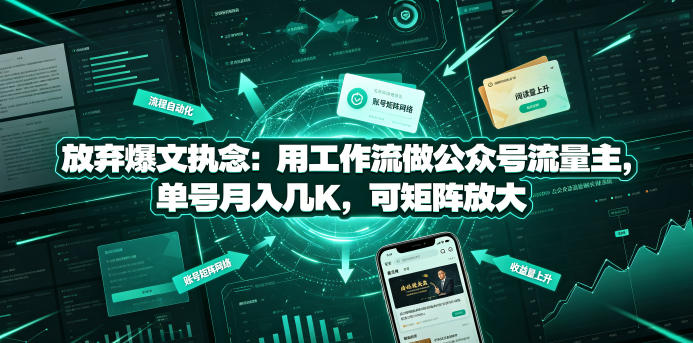 放弃爆文执念：用工作流做公众号流量主，单号月入几K，可矩阵放大-玻哥网络技术工作室