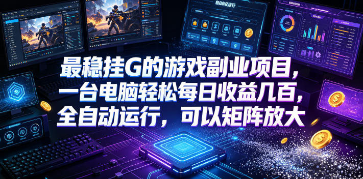 最稳挂G的游戏副业项目，一台电脑轻松每日收益几百，全自动运行，可以矩阵放大【揭秘】-玻哥网络技术工作室
