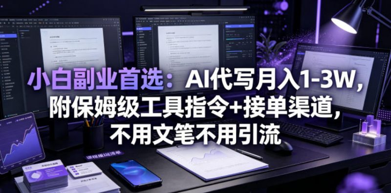 小白副业首选：AI代写月入1-3W，附保姆级工具指令+接单渠道，不用文笔不用引流【揭秘】-玻哥网络技术工作室